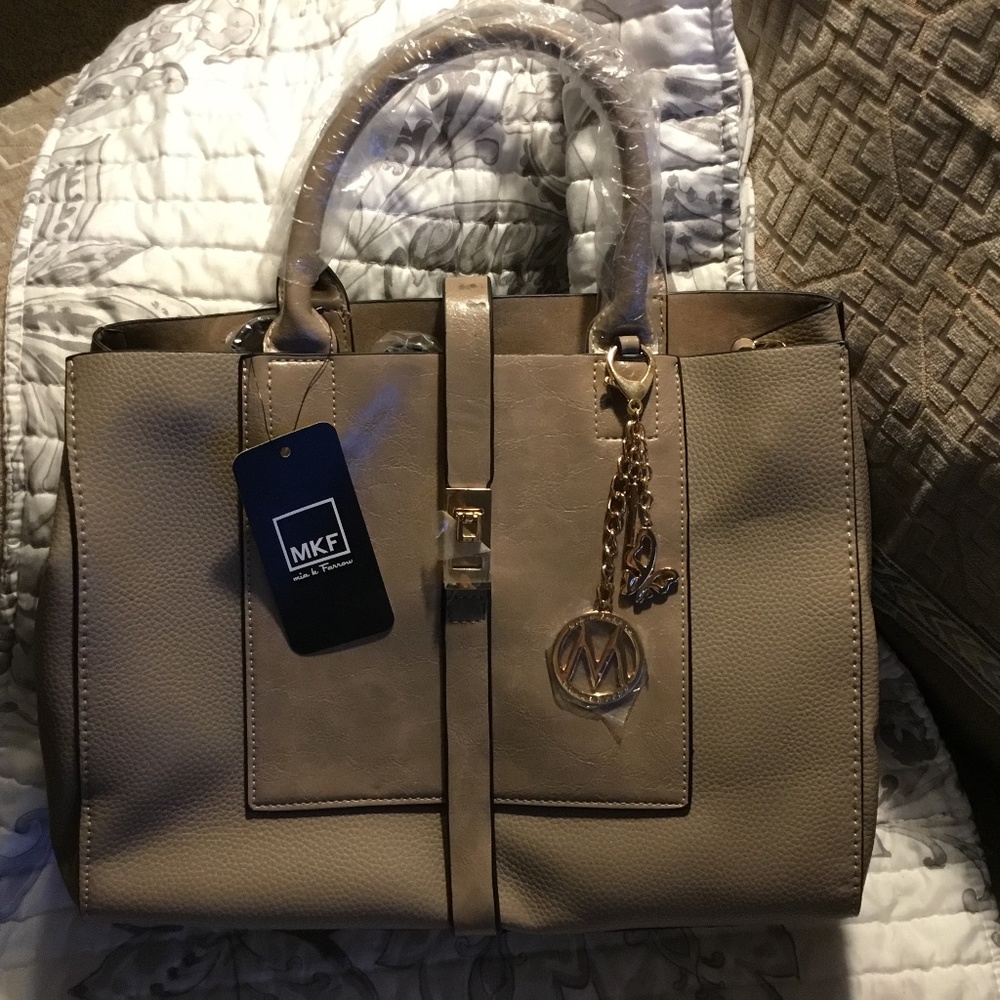 MKF Collection Yola Satchel Bag Vegan Leather by Mia K in Taupe